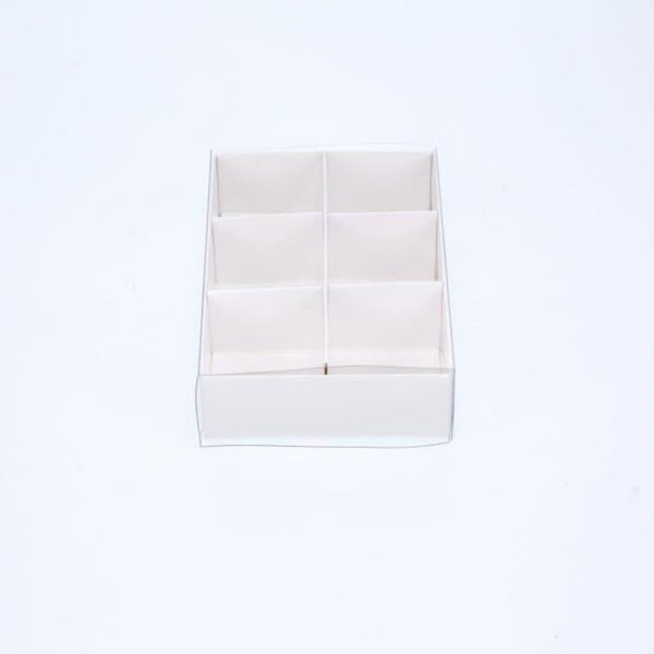 My Decorations 50 Pack Of White Card Chocolate Sweet Soap Product Reatail Gift Box 6 Bay Compartments Clear Slide On Lid 12X8x3cm Gift Boxes