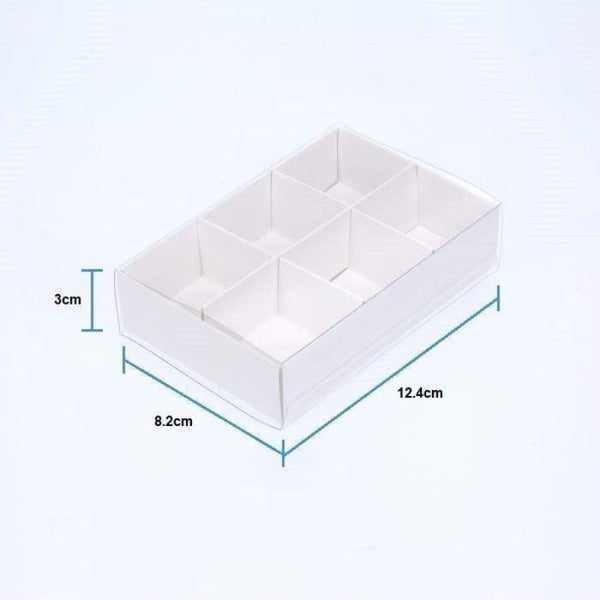 My Decorations 50 Pack Of White Card Chocolate Sweet Soap Product Reatail Gift Box 6 Bay Compartments Clear Slide On Lid 12X8x3cm Gift Boxes