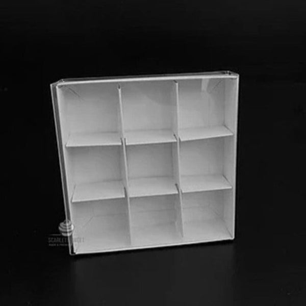 My Decorations 50 Pack Of White Card Chocolate Sweet Soap Product Reatail Gift Box 9 Bay 4X4x3cm Compartments Clear Slide On Lid 12X12x3cm Gift Boxes