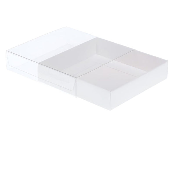 My Decorations 50 Pack Of 10Cm Square Coaster Favor Function Product Presentation Cookie Biscuit Patisserie Gift Box 2Cm Deep White Card With Clear Sl