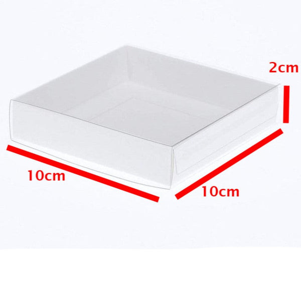 My Decorations 50 Pack Of 10Cm Square Coaster Favor Function Product Presentation Cookie Biscuit Patisserie Gift Box 2Cm Deep White Card With Clear Sl