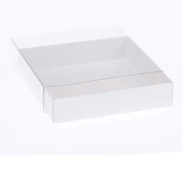 My Decorations 50 Pack Of 10Cm Square Coaster Favor Function Product Presentation Cookie Biscuit Patisserie Gift Box 2Cm Deep White Card With Clear Sl