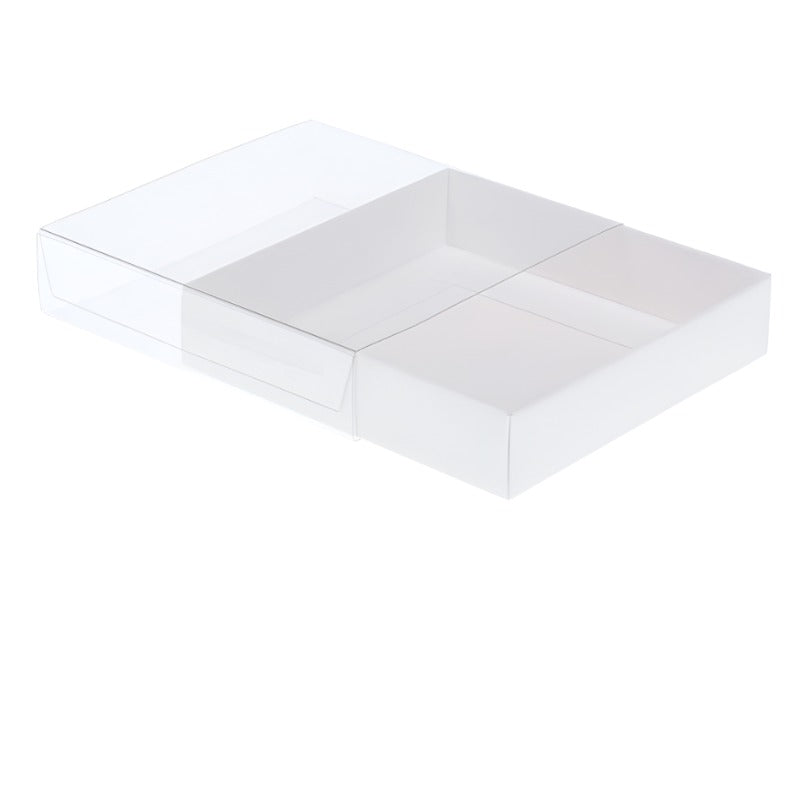 My Decorations 50 Pack Of 10Cm Square Coaster Favor Function Product Presentation Cookie Biscuit Patisserie Gift Box 4Cm Deep White Card With Clear Sl