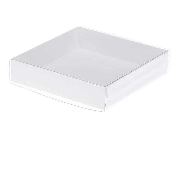 My Decorations 50 Pack Of 10Cm Square Coaster Favor Function Product Presentation Cookie Biscuit Patisserie Gift Box 4Cm Deep White Card With Clear Sl