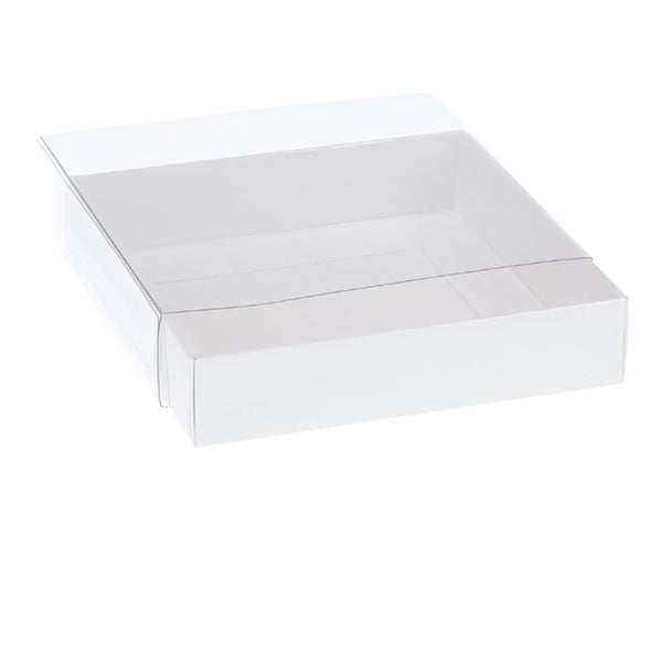 My Decorations 50 Pack Of 10Cm Square Coaster Favor Function Product Presentation Cookie Biscuit Patisserie Gift Box 4Cm Deep White Card With Clear Sl