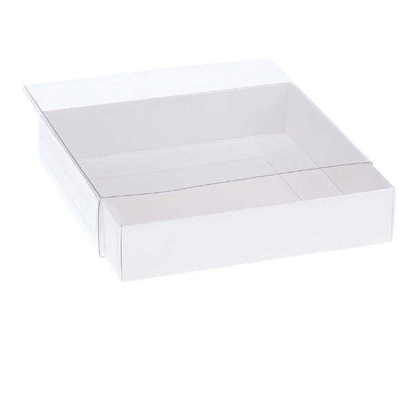 My Decorations 50 Pack Of 15Cm Square Coaster Favor Function Product Presentation Cookie Biscuit Patisserie Gift Box 4Cm Deep White Card With Clear Sl