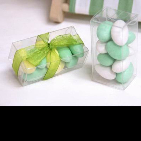 My Decorations 50 Pack Of 5X8cm Clear Pvc Plastic Folding Packaging Small Rectangle/Square Boxes For Wedding Jewelry Gift Party Favor Model Candy Choc