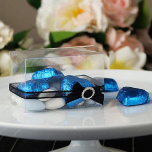 My Decorations 50 Pack Of 5X8cm Clear Pvc Plastic Folding Packaging Small Rectangle/Square Boxes For Wedding Jewelry Gift Party Favor Model Candy Choc