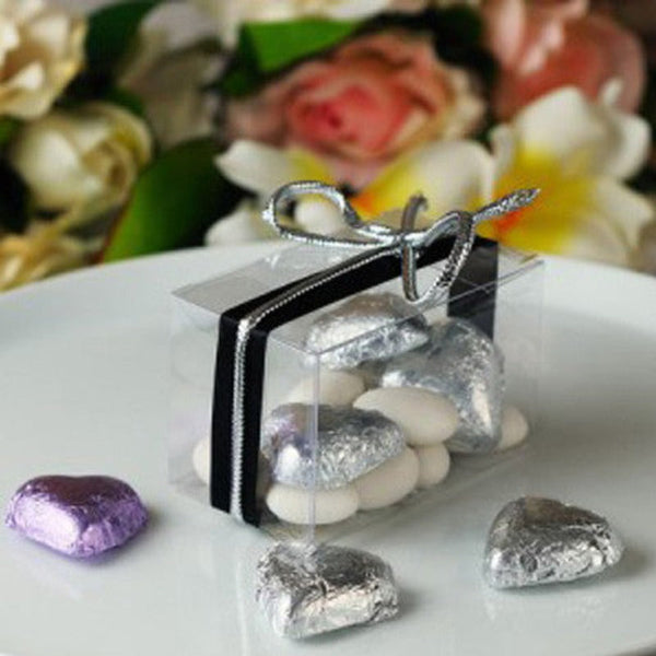 My Decorations 50 Pack Of 5X8cm Clear Pvc Plastic Folding Packaging Small Rectangle/Square Boxes For Wedding Jewelry Gift Party Favor Model Candy Choc