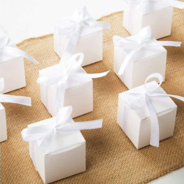 My Decorations 50 Pack Of White 5X5x8cm Square Cube Card Gift Box Folding Packaging Small Rectangle/Square Boxes For Wedding Jewelry Party Favor Model