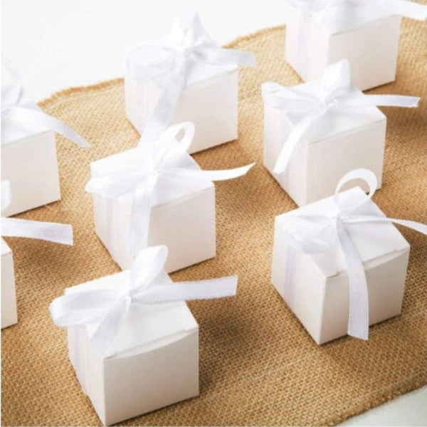 My Decorations 50 Pack Of White 5Cm Square Cube Card Gift Box Folding Packaging Small Rectangle/Square Boxes For Wedding Jewelry Party Favor Model Can