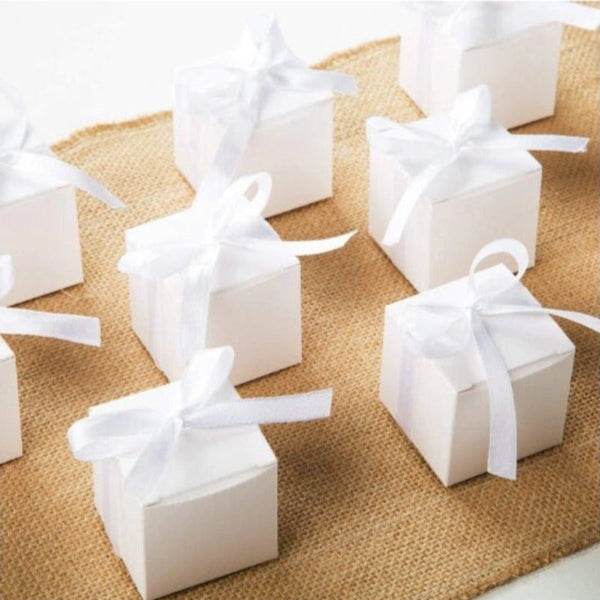 My Decorations 50 Pack Of White 8X8x8cm Square Cube Card Gift Box Folding Packaging Small Rectangle/Square Boxes For Wedding Jewelry Party Favor Model