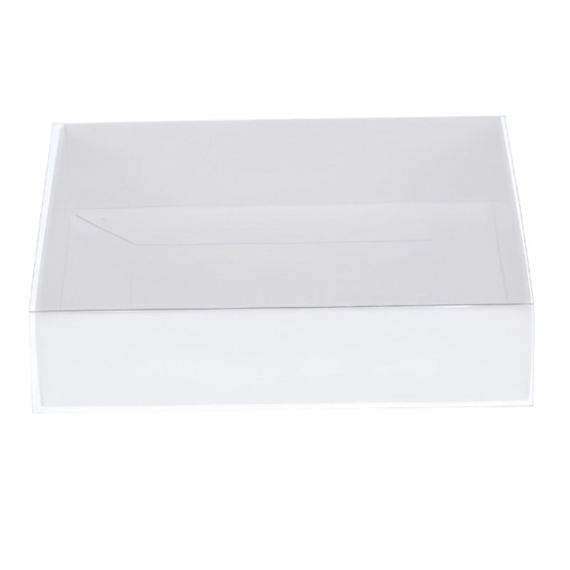 My Decorations 50 Pack Of White Card Box Clear Slide On Lid 17 X 25 5Cm Large Beauty Product Gift Giving Hamper Tray Merch Fashion Cake Sweets Xmas Gi