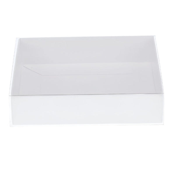 My Decorations 50 Pack Of White Card Box Clear Slide On Lid 17 X 25 5Cm Large Beauty Product Gift Giving Hamper Tray Merch Fashion Cake Sweets Xmas Gi