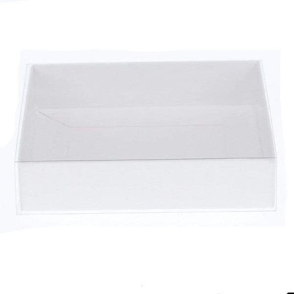 My Decorations 50 Pack Of White Card Box Clear Slide On Lid 25 X 6Cm Large Beauty Product Gift Giving Hamper Tray Merch Fashion Cake Sweets Xmas Gift
