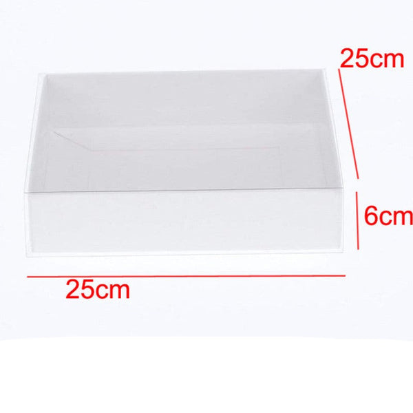My Decorations 50 Pack Of White Card Box Clear Slide On Lid 25 X 6Cm Large Beauty Product Gift Giving Hamper Tray Merch Fashion Cake Sweets Xmas Gift