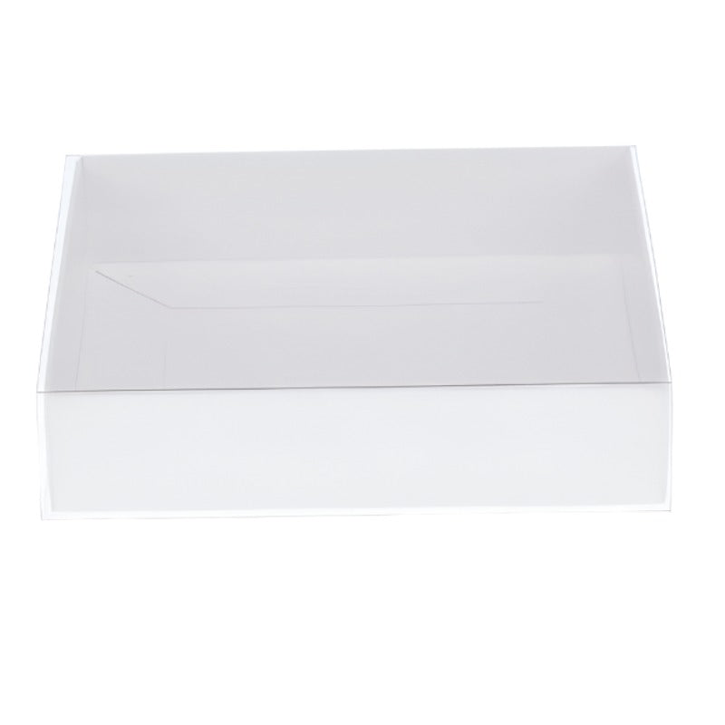 My Decorations 50 Pack Of White Card Box Clear Slide On Lid 30 X 20 8Cm Large Beauty Product Gift Giving Hamper Tray Merch Fashion Cake Sweets Xmas Gi