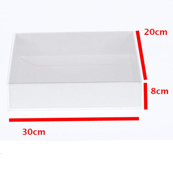 My Decorations 50 Pack Of White Card Box Clear Slide On Lid 30 X 20 8Cm Large Beauty Product Gift Giving Hamper Tray Merch Fashion Cake Sweets Xmas Gi