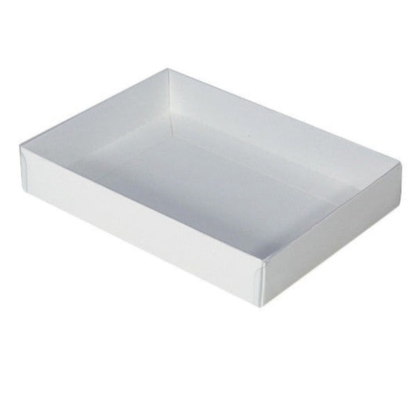 My Decorations 50 Pack Of White Card Box Clear Slide On Lid 30 X 20 8Cm Large Beauty Product Gift Giving Hamper Tray Merch Fashion Cake Sweets Xmas Gi