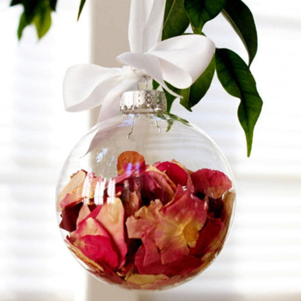 My Decorations 50 Bulk Buy Pack Of Glass Bauble 10Cm Diameter Round Clear With Silver Cap Table Or Tree Centrepice Personal Memory Theme Craft Gift Ot