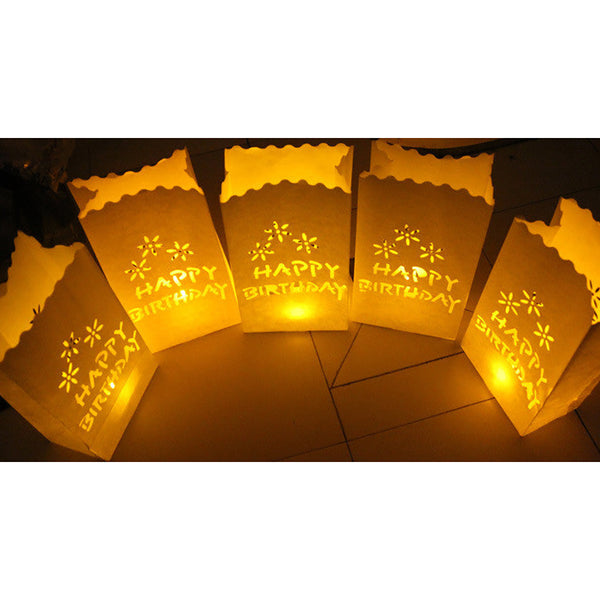 White Birthday Luminary Paper Candle Lantern Bags For Home Decor Candle Holders & Accessories