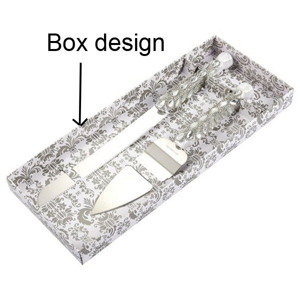 My Decorations Bride Groom Cake Server Set Wedding Knife And Silver Blade Boxed Handles Wedding Cake Servers & Knives