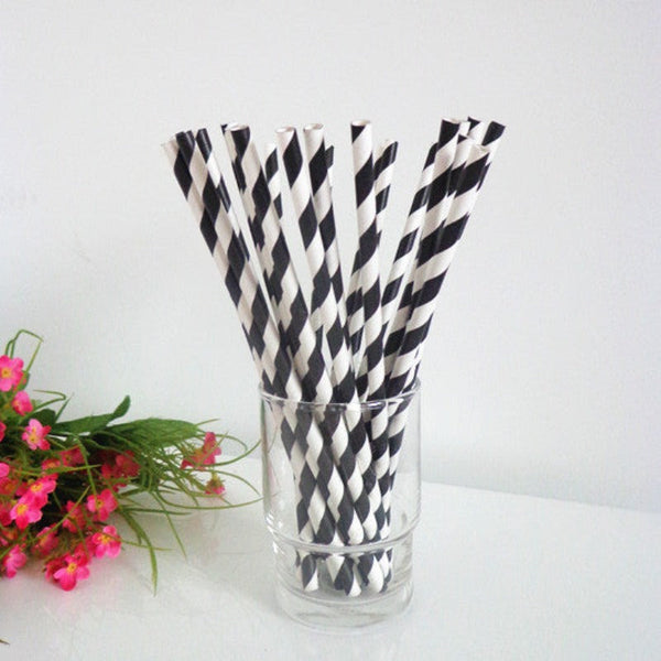 My Decorations 1000 Bulk Wholesale Pack Black White Drinking Straws Biodegradable Eco Paper Birthday Party Event Bistro Bar Cafe Take Away Straws & St