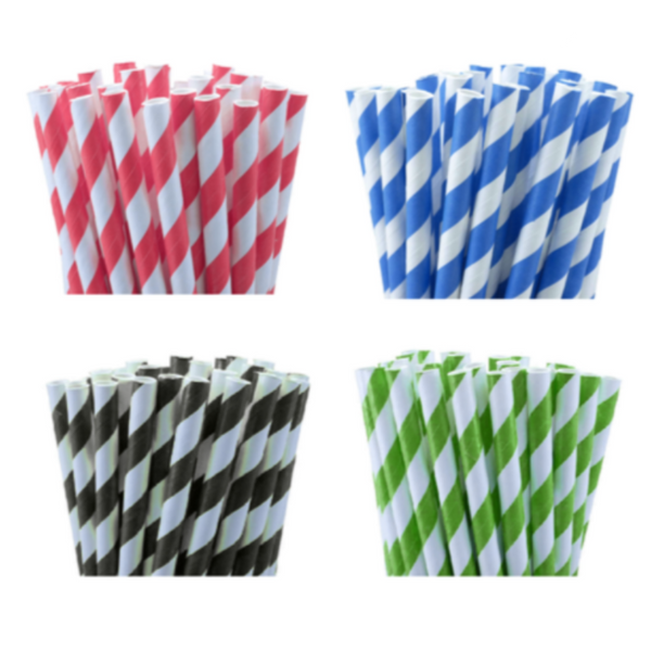 My Decorations 1000 Bulk Wholesale Pack Black White Drinking Straws Biodegradable Eco Paper Birthday Party Event Bistro Bar Cafe Take Away Straws & St