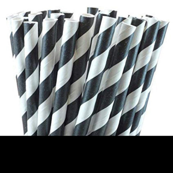 My Decorations 200 Pack Black White Drinking Straws Biodegradable Eco Paper Birthday Party Event Bistro Bar Cafe Take Away Party Tableware & Serveware
