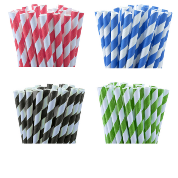 My Decorations 200 Pack Black White Drinking Straws Biodegradable Eco Paper Birthday Party Event Bistro Bar Cafe Take Away Party Tableware & Serveware