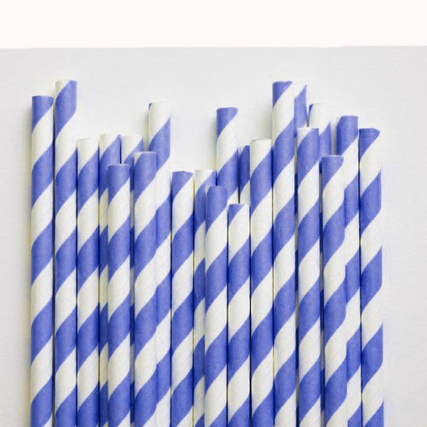 My Decorations 200 Pack Blue White Drinking Straws Biodegradable Eco Paper Birthday Party Event Bistro Bar Cafe Take Away Straws & Stirrers