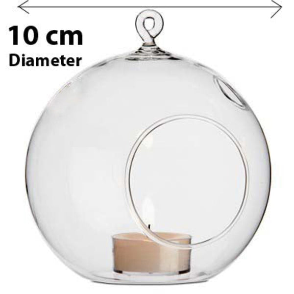 My Decorations 24 Bulk Buy Of Hanging Clear Glass Ball Tealight Candle Holder 10Cm Diameter / High Wedding Globe Terrarium Succulent Plant Mini Garden