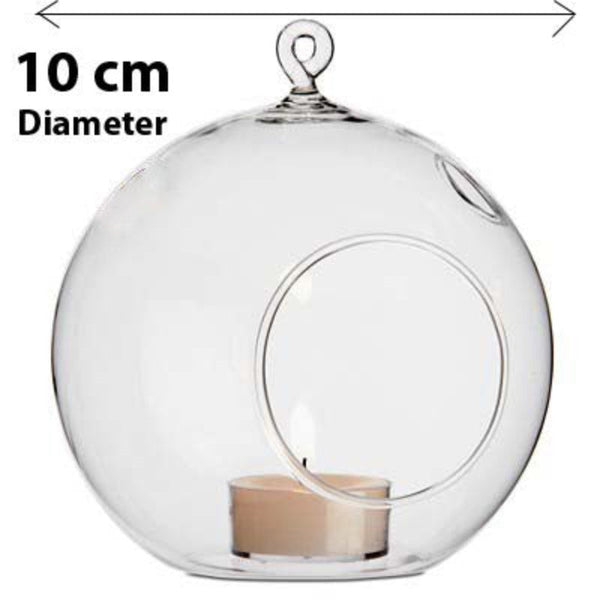 My Decorations 50 Wholesale Lot Of Hanging Clear Glass Ball Tealight Candle Holder 10Cm Diameter / High Wedding Globe Terrarium Succulent Plant Mini G