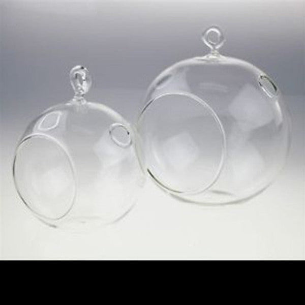 My Decorations 10 X Hanging Clear Glass Ball Tealight Candle Holder 8Cm Diameter / High Wedding Globe Terrarium Succulent Plant Mini Garden Craft Gift