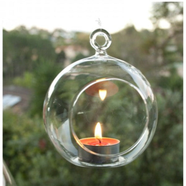 My Decorations 50 X Wholesale Lot Of Hanging Clear Glass Ball Tealight Candle Holder 8Cm Diameter / High Wedding Globe Terrarium Succulent Plant Mini