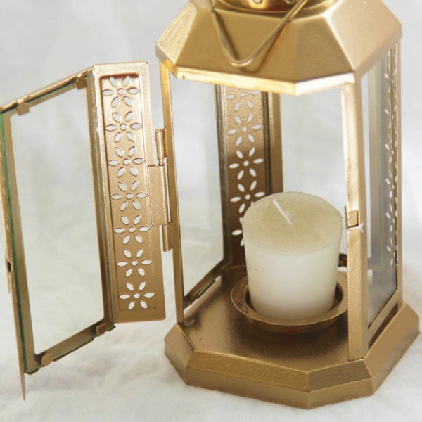 10 Pack Of Gold Metal Miners Lantern Summer Xmas Wedding Home Party Room Balconey Deck Decoration 21Cm Tealight Candle