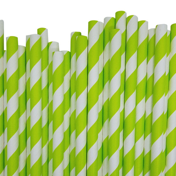 My Decorations 200 Pack Green White Drinking Straws Biodegradable Eco Paper Birthday Party Event Bistro Bar Cafe Take Away Straws & Stirrers