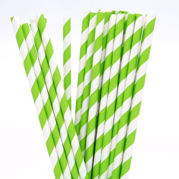 My Decorations 200 Pack Green White Drinking Straws Biodegradable Eco Paper Birthday Party Event Bistro Bar Cafe Take Away Straws & Stirrers