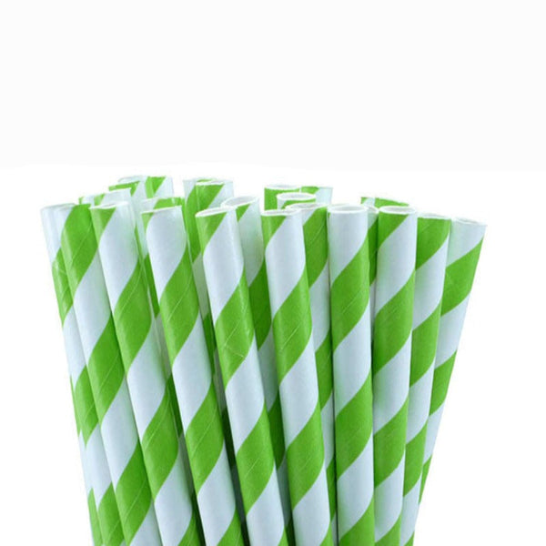 My Decorations 200 Pack Green White Drinking Straws Biodegradable Eco Paper Birthday Party Event Bistro Bar Cafe Take Away Straws & Stirrers