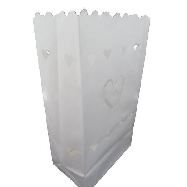 White Heart Luminary Paper Candle Lantern Bags For Home Decor Candle Holders & Accessories