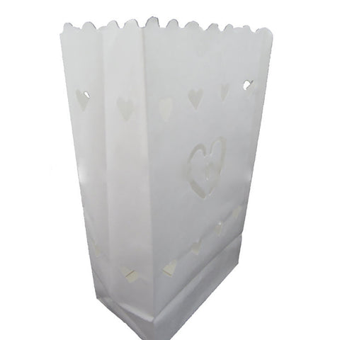 White Heart Luminary Paper Candle Lantern Bags For Home Decor Candle Holders & Accessories