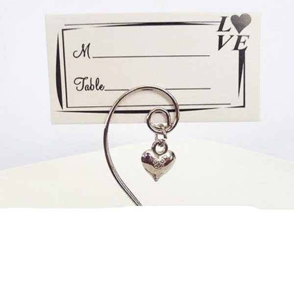 My Decorations 50 Pack Of Silver Wedding Kissing Bell Name Card Stand Holder With Heart In Ring Bomboniere Favour Gift Centrepieces & Table Decor