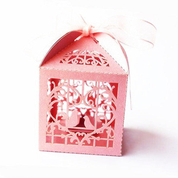 My Decorations 100 Piece Pack Pink Dove Bird Heart Little One Birth Naming Ceremony Bomboniere Favor Lolly Gift Card Box Gift Boxes