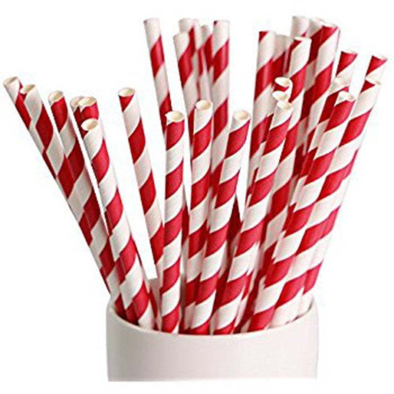 My Decorations 1000 Bulk Wholesale Pack Red White Drinking Straws Biodegradable Eco Paper Birthday Party Event Bistro Bar Cafe Take Away Straws & Stir