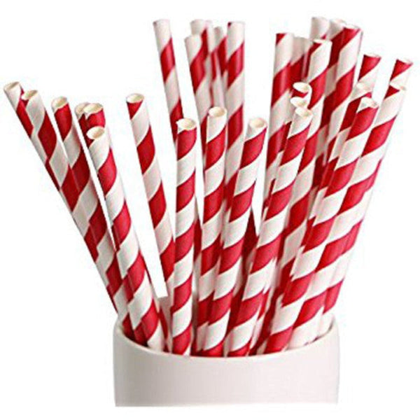My Decorations 200 Pack Red White Drinking Straws Biodegradable Eco Paper Birthday Party Event Bistro Bar Cafe Take Away Straws & Stirrers
