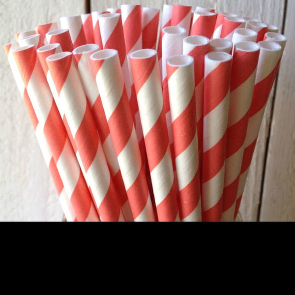 My Decorations 200 Pack Red White Drinking Straws Biodegradable Eco Paper Birthday Party Event Bistro Bar Cafe Take Away Straws & Stirrers