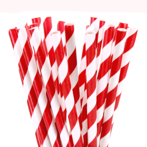 My Decorations 200 Pack Red White Drinking Straws Biodegradable Eco Paper Birthday Party Event Bistro Bar Cafe Take Away Straws & Stirrers