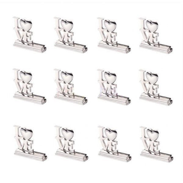 My Decorations 50 Piece Pack Of Wedding Name Card Place Stand Silver Love Letters Anniversary Or Engagement Party Table Name Cards