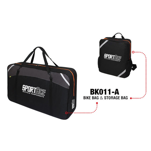Sportace Bike Plane Bag Portable Soft Shell Travel Case Mountain Hybrid Bmx Road - 120Cm X 75Cm Bk11- Black
