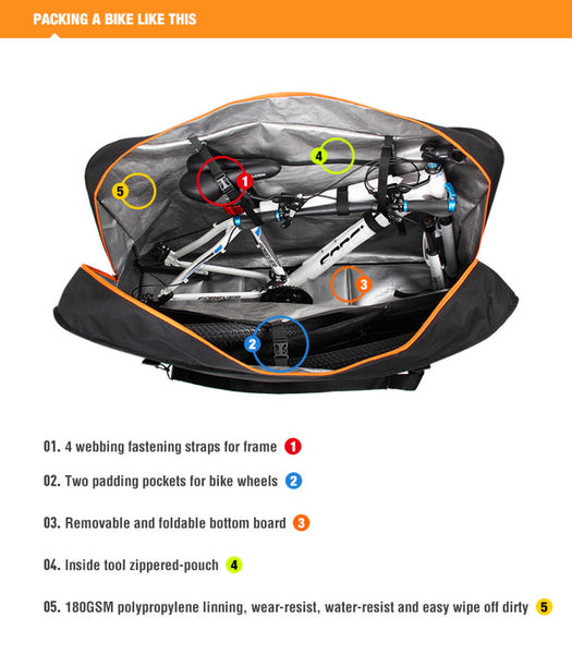 My Decorations Sportace Bike Plane Bag Portable Soft Shell Travel Case Mountain Hybrid Bmx Road 120Cm X 75Cm Bk11 Black Bicycle Transport Cases & Bags